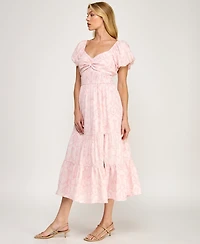 Trixxi Juniors' Sweetheart Neck Twist Front Midi Dress