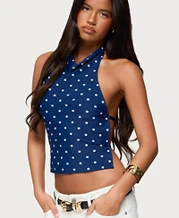 Edikted Women's Raiya Polka Dot Backless Halter Top