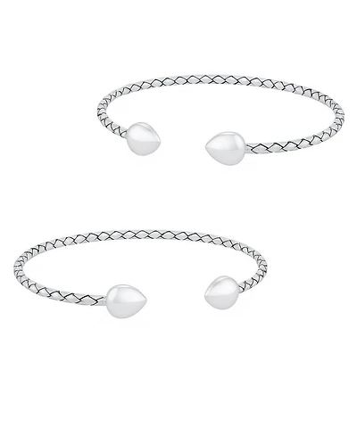 Bling Jewelry Set of 2 West Indian Style Arrow Heart Tips Twist Stackable Bangle Bracelet Sterling Silver