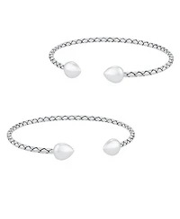 Bling Jewelry Set of 2 West Indian Style Arrow Heart Tips Twist Stackable Bangle Bracelet Sterling Silver