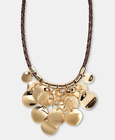 Style & Co Shaky Disc Braided Cord Statement Necklace, 18" + 3" extender, Macy's Exclusive