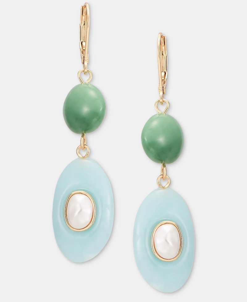 Style & Co Stone & Imitation Pearl Double Drop Earrings, Macy's Exclusive