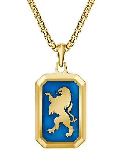 Bulova Men's Gold Plated Crest of Bohemia Lion Pendant Necklace