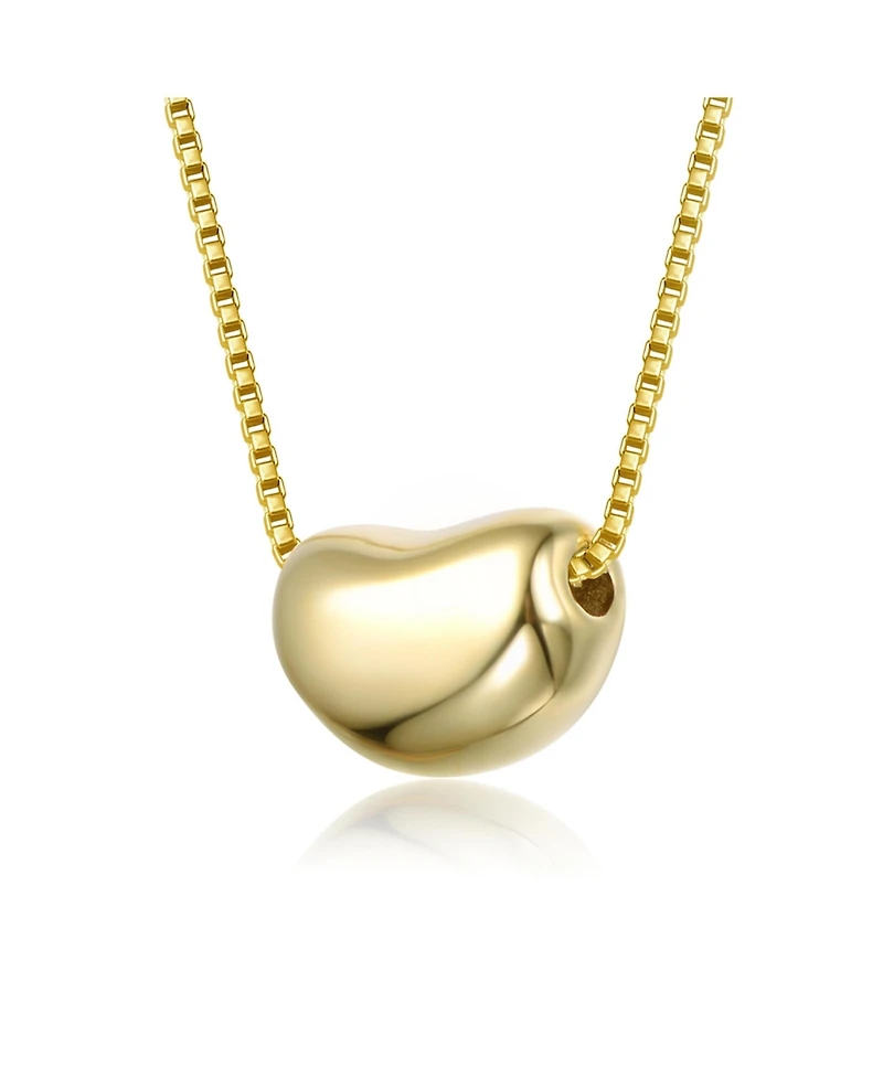 Genevive 14K Gold Plated Bean Shaped Pendant Necklace