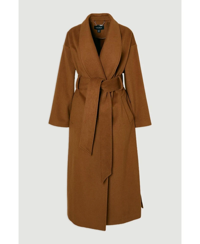 Karen Millen Women's Brushed Wool Wrap Tailored Maxi Coat