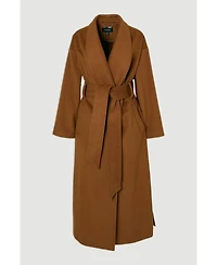 Karen Millen Women's Brushed Wool Wrap Tailored Maxi Coat