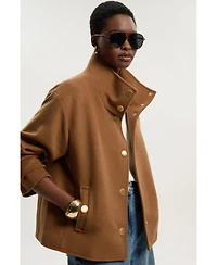 Karen Millen Women's Brushed Wool Funnel Neck Short Coat