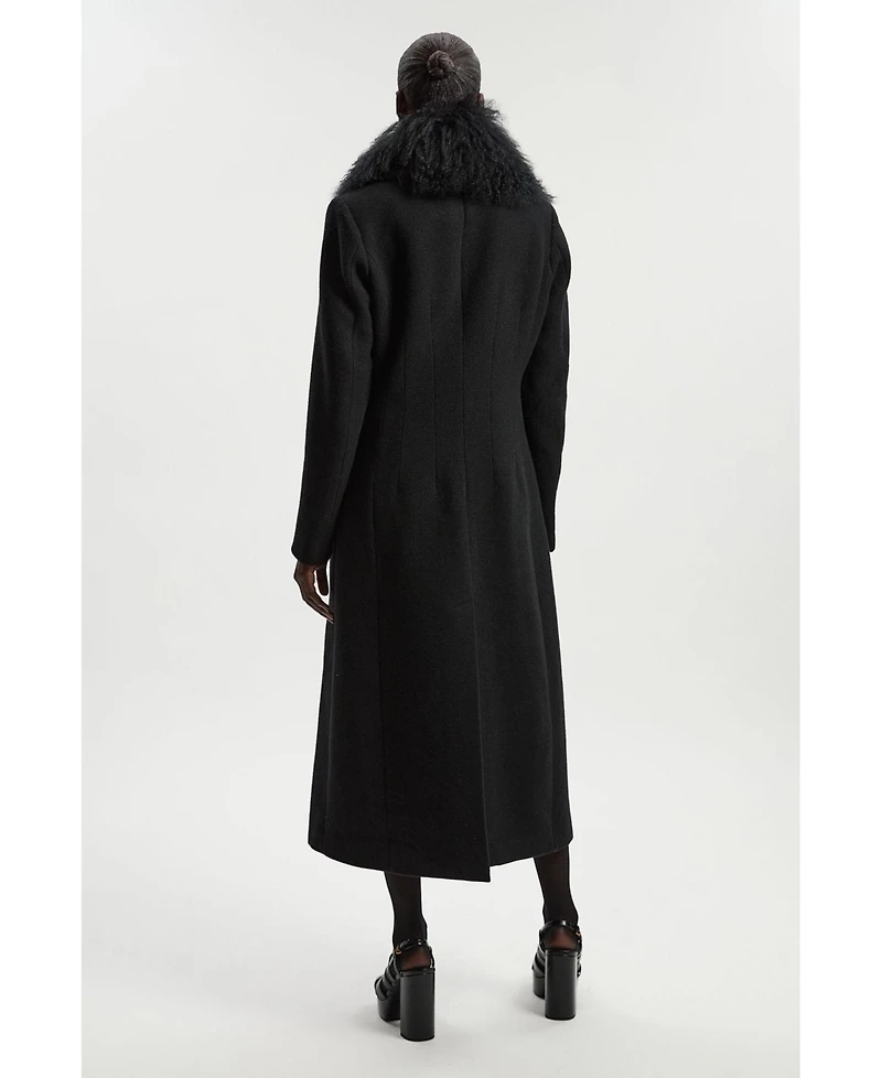 Karen Millen Women's Wool Detachable Collar Midi Coat