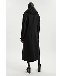 Karen Millen Women's Wool Detachable Collar Midi Coat