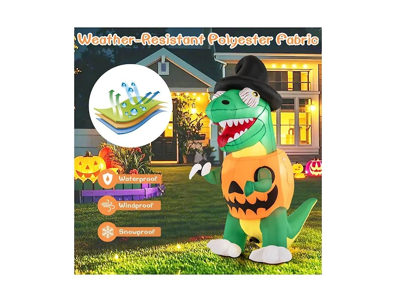 Mondawe Blow up Inflatable Pumpkin Dinosaur Yard Decoration with Built-in Led Lights