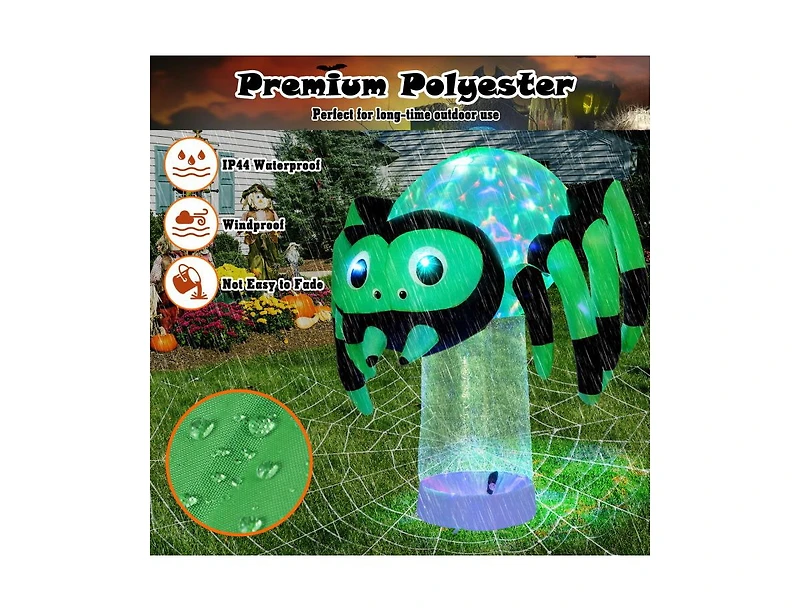 Mondawe 6 ft Halloween Inflatable Spider with 3 Color Rotating Light