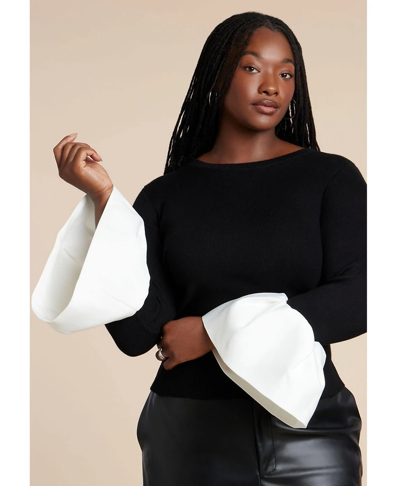Eloquii Women's Plus Bubble Sleeve Sweater