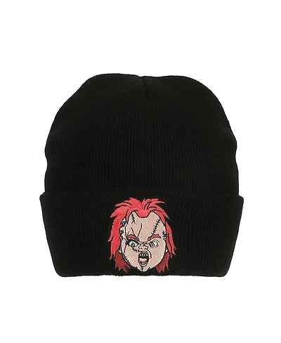 Chucky Men's Embroidery Black Acrylic Knit Standard Cuff Beanie