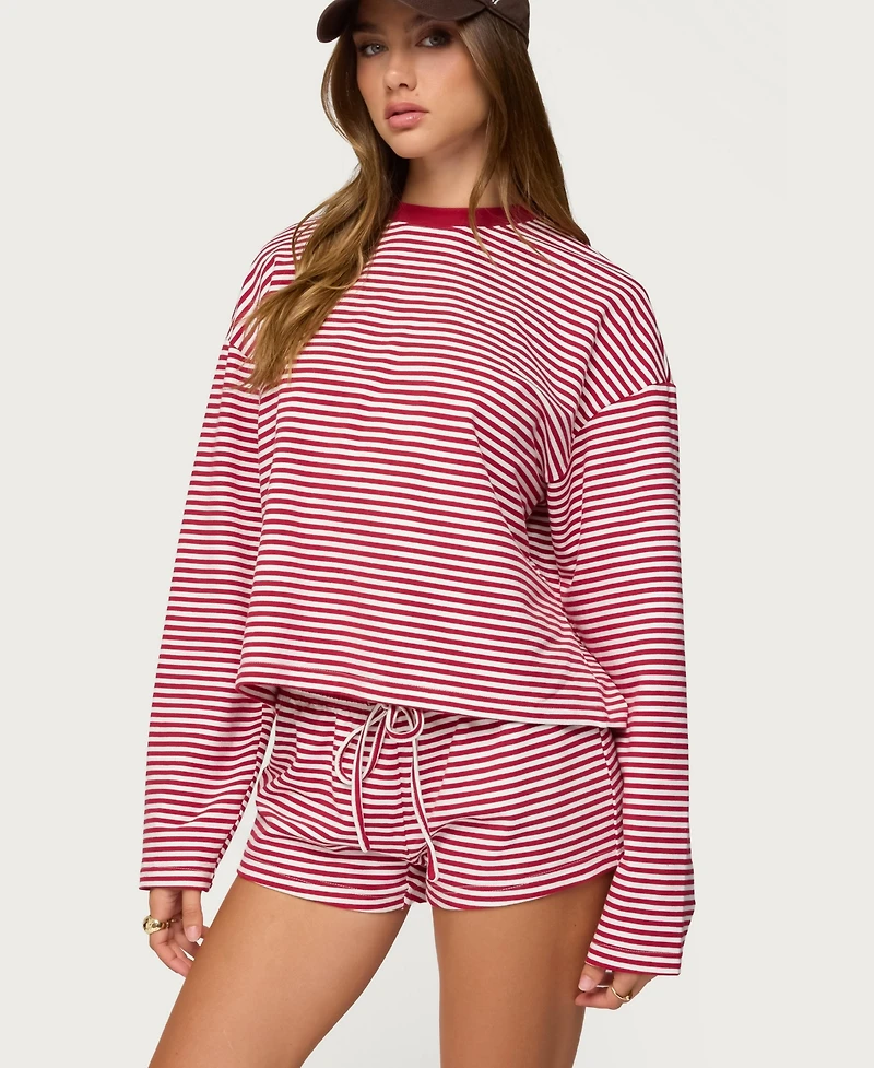 Edikted Women's Jainee Striped Long Sleeve T Shirt