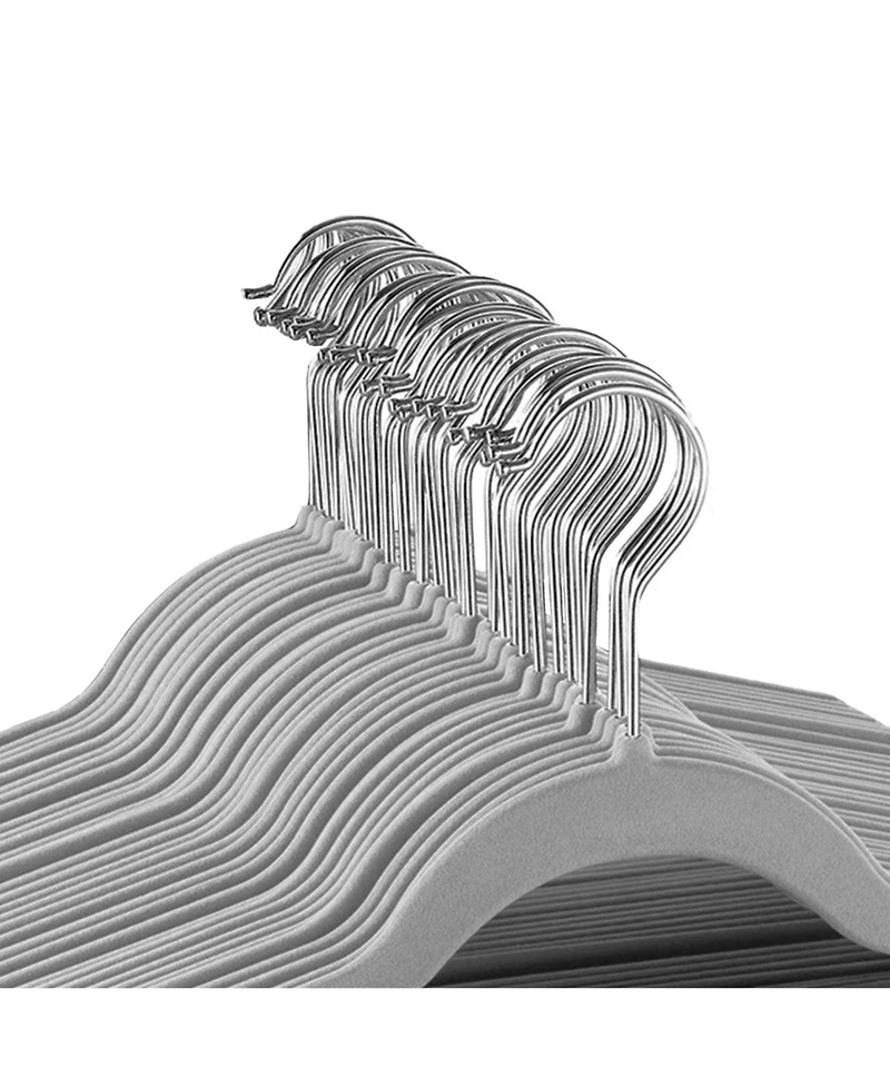 Elama Home 30 Piece Velvet Slim Profile Heavy Duty Felt Hangers with Stainless Steel Swivel Hooks