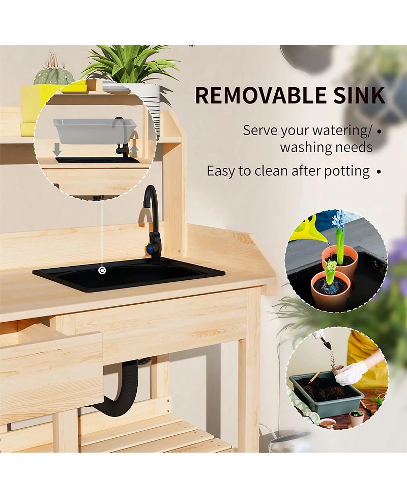 Slickblue Wood Outdoor with Removable Sink Garden Potting Bench