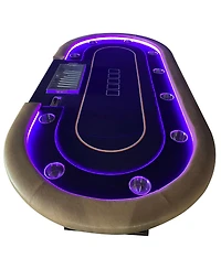 “Flynama 96-Inch Poker Table with Led Lights, Chip Management & Speed Cloth for 10 Players Texas Hold em Game Nights.”