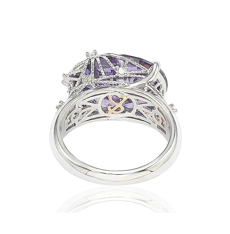 Suzy Levian Sterling Silver Cubic Zirconia Webbed Ring