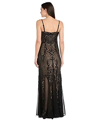 R & M Richards Women's Beaded Long Spaghetti Straps Dress