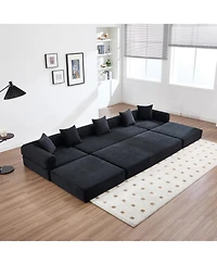 Streamdale Furniture Convertible Folding Sofa Bed with Pillow Back Handrail and Memory Foam