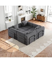 Streamdale Furniture Streamdale 4-seater chenille convertible sofa bed with side storage