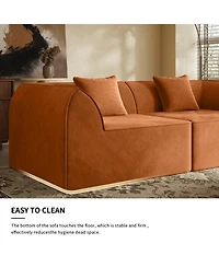 Streamdale Furniture Compressed Memory Foam Sofa with Pillow 2-Seater Lounger Daybed, Orange