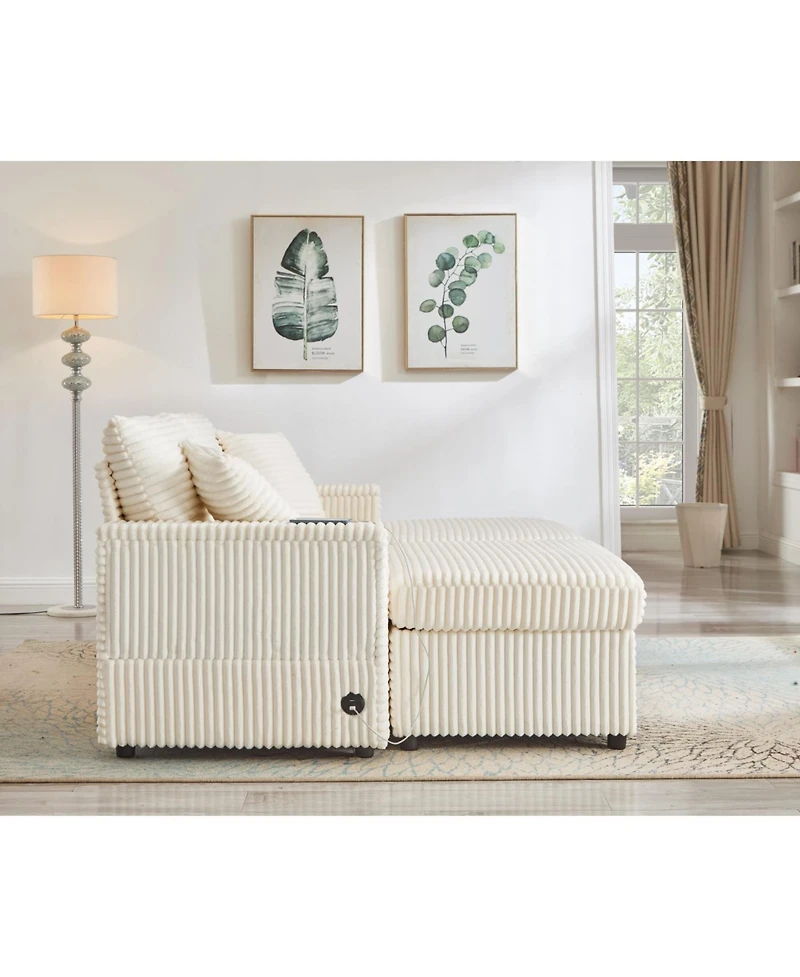 Streamdale Furniture Streamdale Comfortable Fluffy Corduroy Lazy Sofa with Storage, Super Soft Chaise Lounge