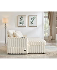 Streamdale Furniture Streamdale Comfortable Fluffy Corduroy Lazy Sofa with Storage, Super Soft Chaise Lounge