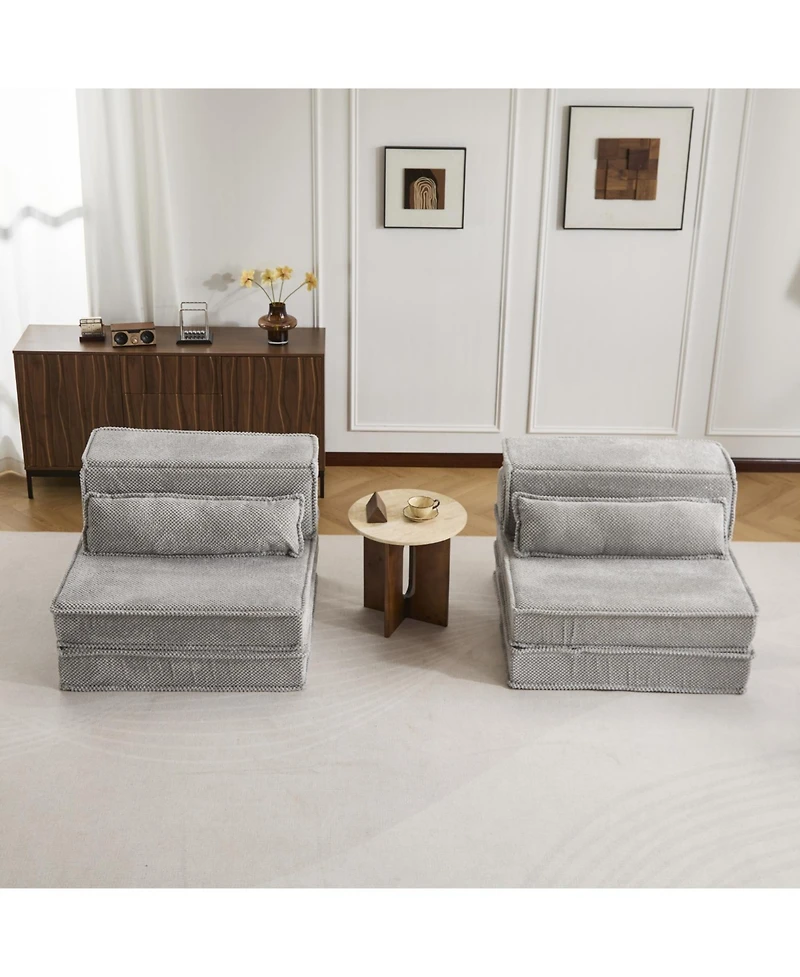 Streamdale Compression Sofa, Convertible Floor Sofa Bed, Light-grey