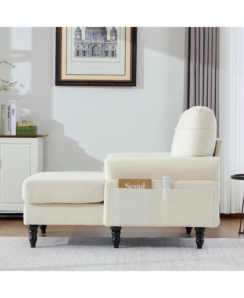 Streamdale Furniture Modern Minimalist Chenille Chaise Lounge Recliner Sofa with Armrests & Storage