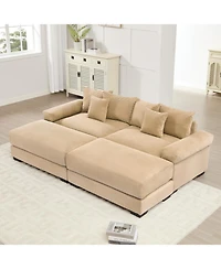 Streamdale Furniture Streamdale 92" Oversized Cloud Modular Sectional Couch, Soft Corduroy, 2 Ottomans, Camel