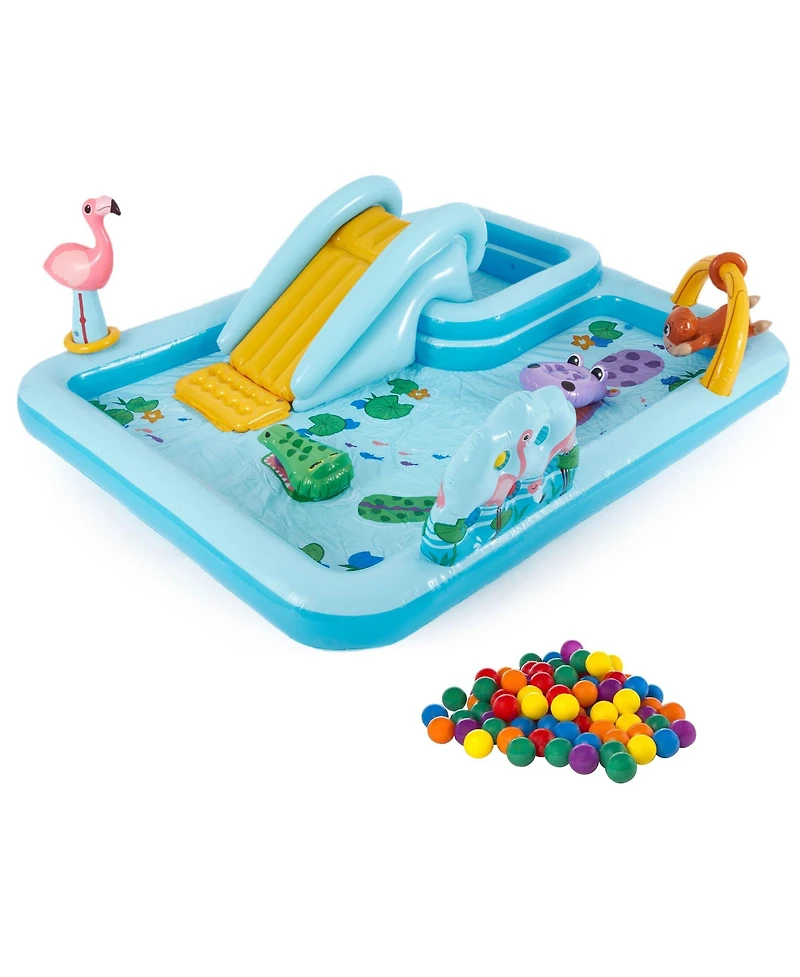 Intex Inflatable Jungle Adventure Play Center & Plastic Fun Ballz, 100 Pack
