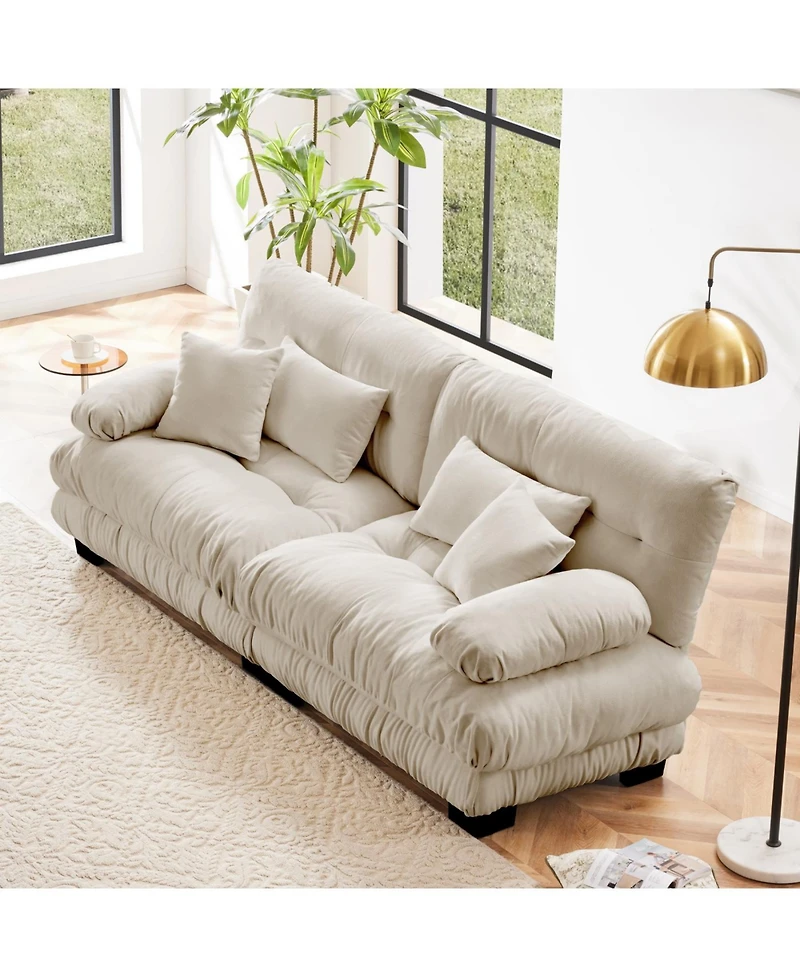 Streamdale Furniture Streamdale Cloud Couch 2 Seater Sofa, Chenille Light Coffee