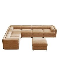 Streamdale Furniture Modern 6-Piece Modular Sectional Sofa with Storage - Camel Chenille