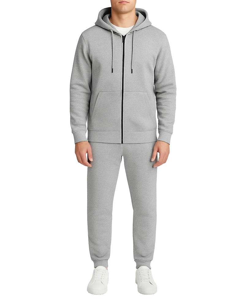 Blu Rock Men's 2-Piece Fleece Lined Full-Zip Hoodie and Jogger Sweatpants Set, Pack of 2