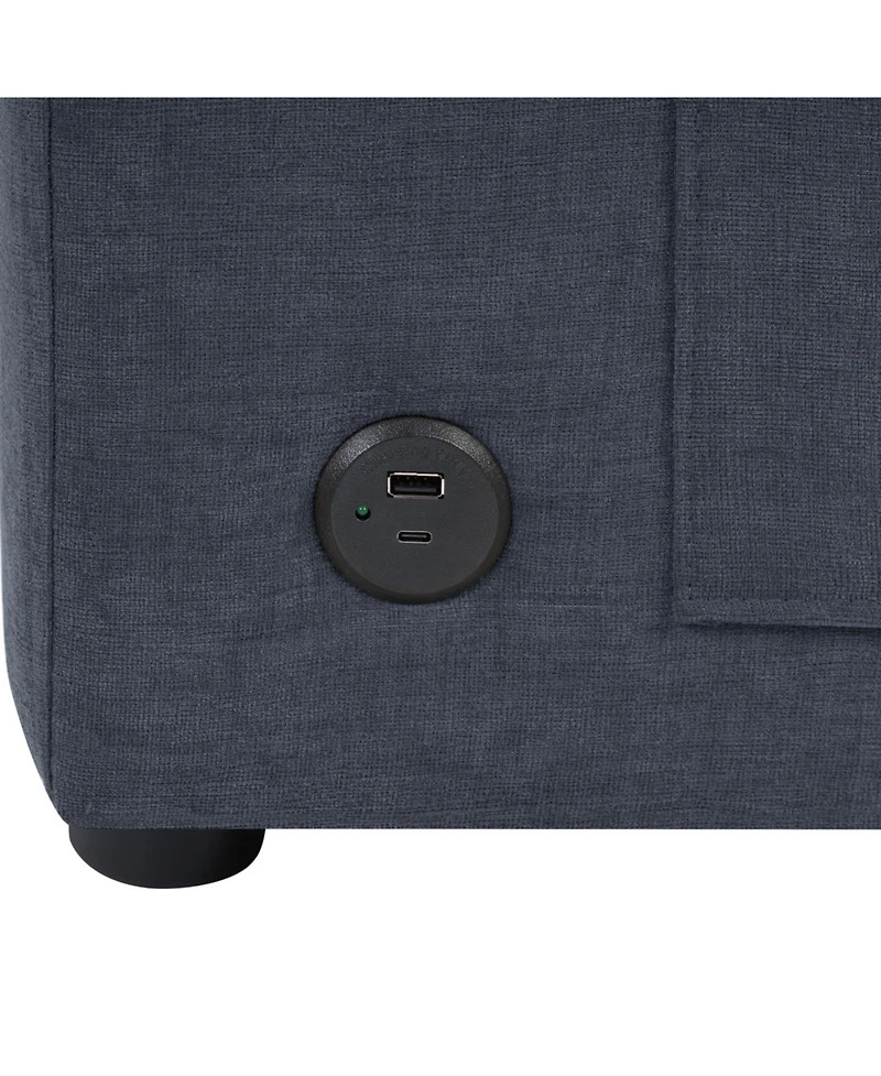 Streamdale Furniture Modern L-shaped Sofa Couch with Curved Chaise, Usb & Storage, Blue