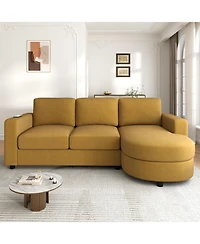 Streamdale Furniture Streamdale Modern L-shaped Sofa Couch with Curved Chaise, Usb & Storage, Blue