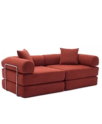 Streamdale Furniture Modular Sofa Bed for Apartment, Convertible Sofa Bed, Corduroy, Ancora Red