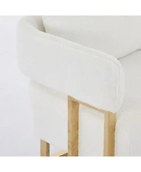 Streamdale Furniture Streamdale Modern Teddy fleece upholstered chair with gold metal legs, White