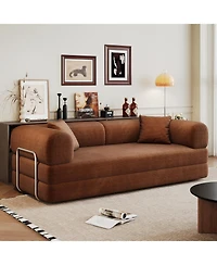 Streamdale Furniture Streamdale Corduroy Compression Sofa Bed with Pillow Back Support, Brown