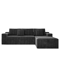 Streamdale Furniture Streamdale 104.3" Cloud Sectional Couch w/ L-Shape Chaise, Modular Sofa, Grey (Plush Corduroy