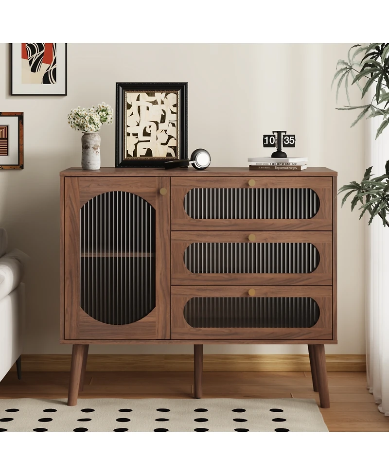 Streamdale Furniture Streamdale Accent Cabinet with 3 Drawers, Wooden Storage Cabinet with Shelves, Natural