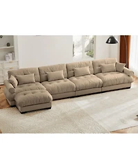 Streamdale Furniture Streamdale L-Shaped Cloud Sofa, Convertible 4-Seater Modular Couch, Velvet Upholstered Corner Couch, Camel