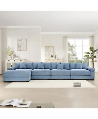 Streamdale Furniture Streamdale Oversized Cloud Modular L-Shape Sectional Couch, Soft Corduroy, Blue