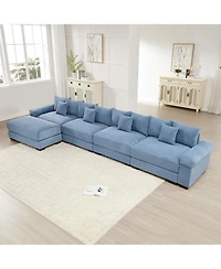 Streamdale Furniture Streamdale Oversized Cloud Modular L-Shape Sectional Couch, Soft Corduroy, Blue