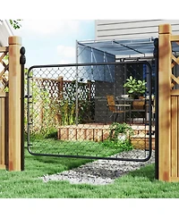 Outsunny Chain Link Fence Gate, Galvanized Steel Garden