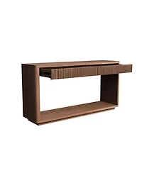 Streamdale Furniture Streamdale 60" Modern 2-Drawer Fluted Console Table - Walnut