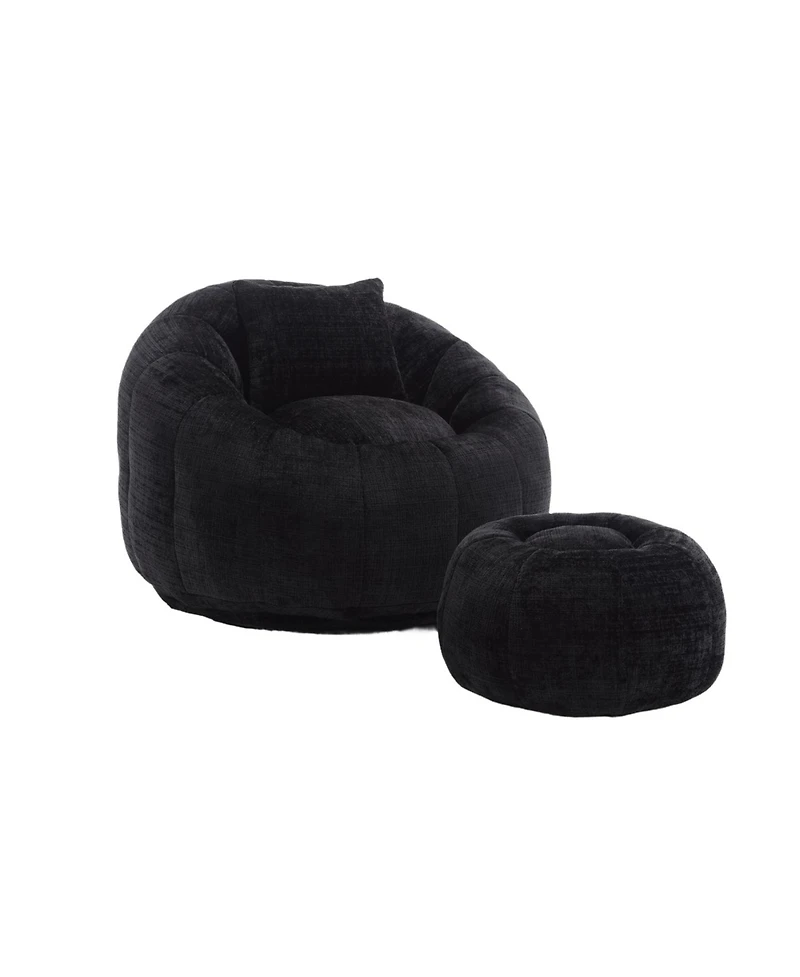 Streamdale Furniture Modern Bean Bag Chair with Ottoman for Adults