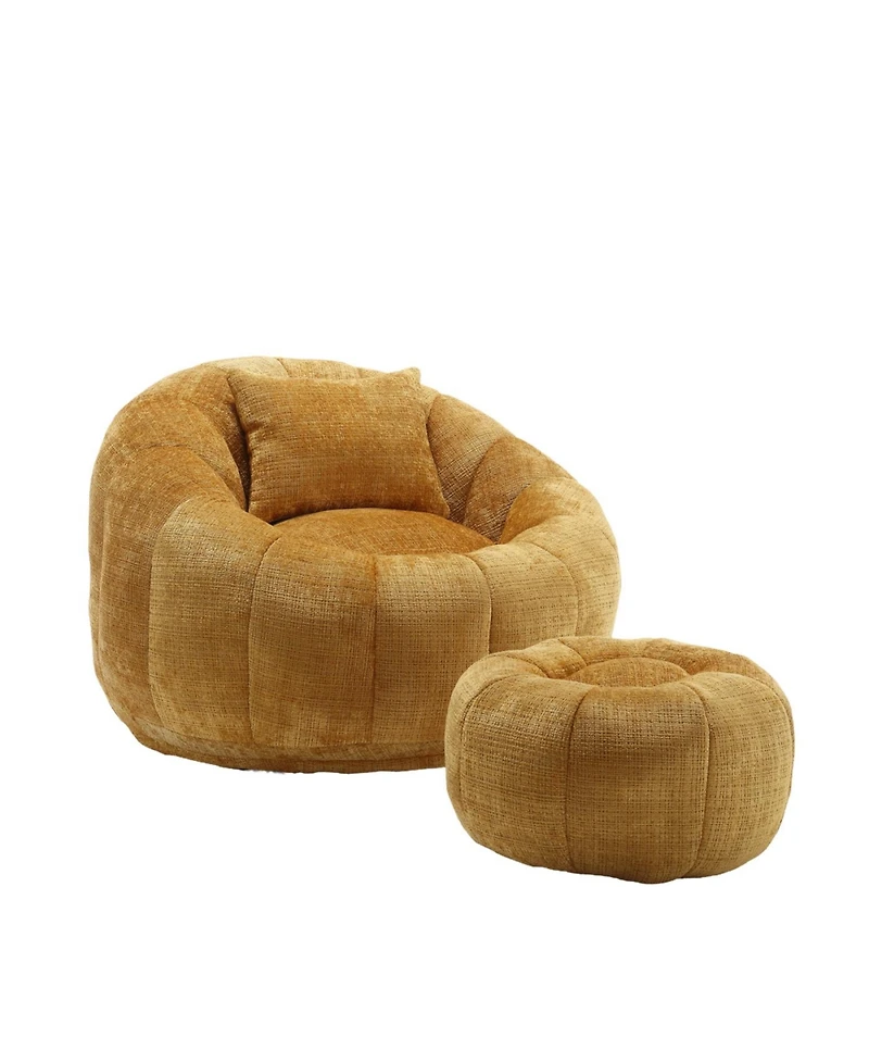 Streamdale Furniture Modern Bean Bag Chair with Ottoman for Adults