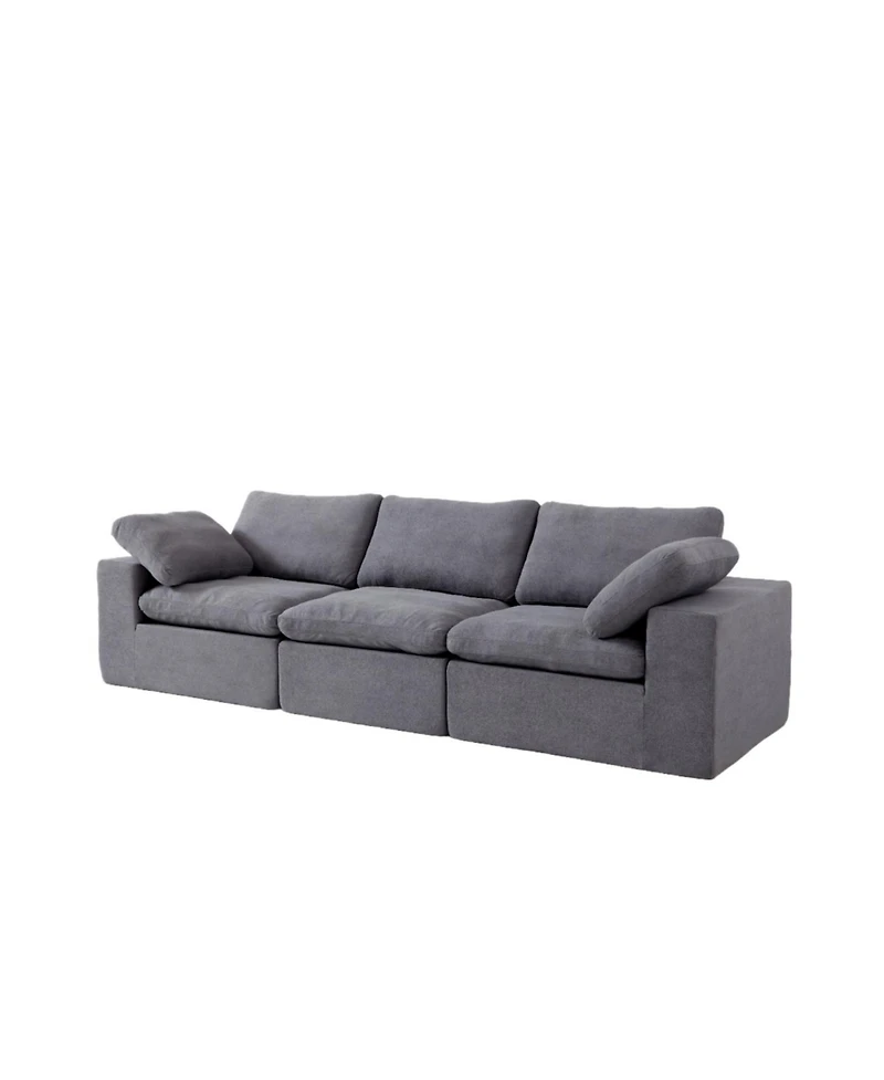 Streamdale Furniture Chenille Fabric Upholstered Sofa, Oversized Comfy Cloud 3-Seater Sofa Couch, Grey